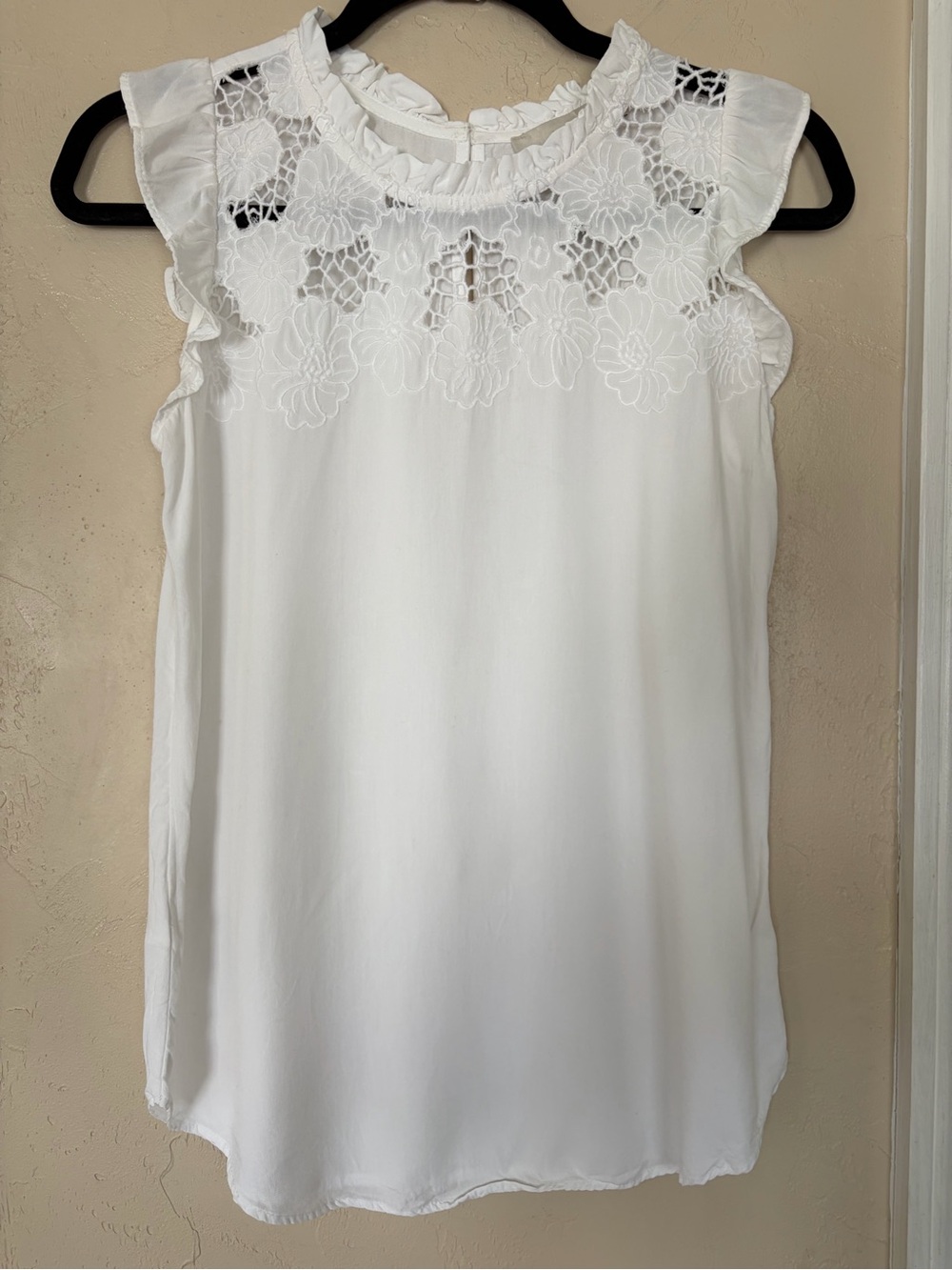 LOFT White Lace Yoke Top with Navy Polka Dot Midi Skirt - Picture 2 of 3